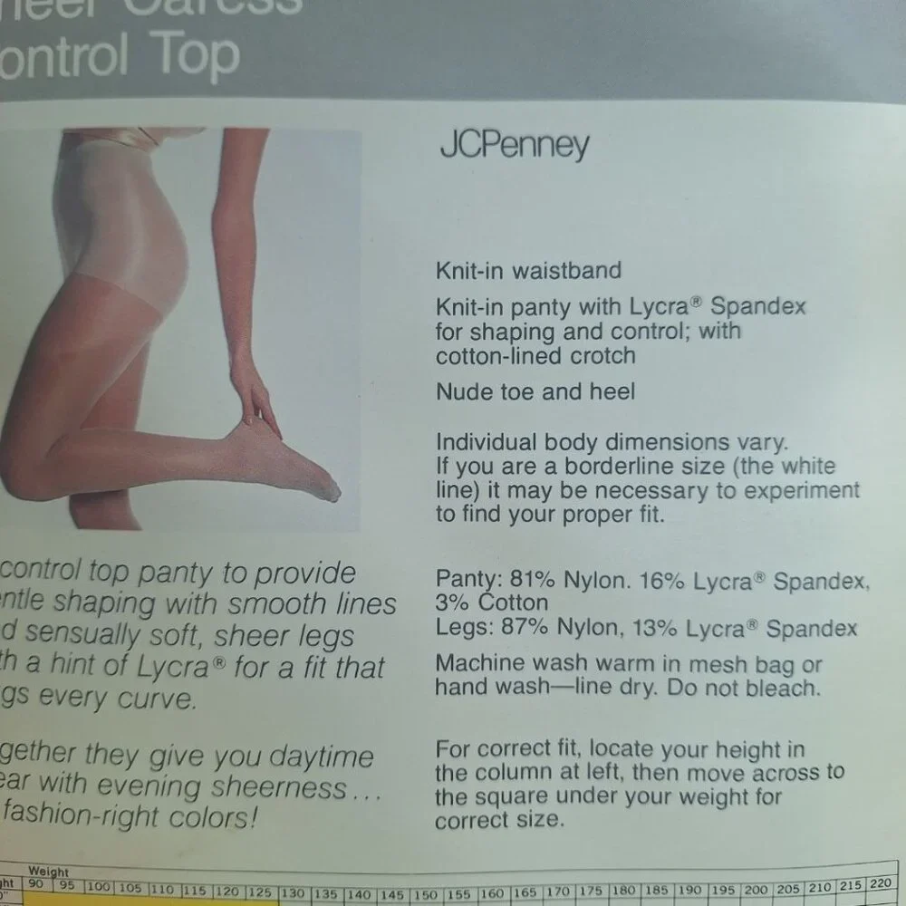 JCPenney Sheer Caress Pantihose Taupe 41 Sandalfoot Average Nylon C121‎ 0483